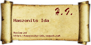 Haszonits Ida névjegykártya